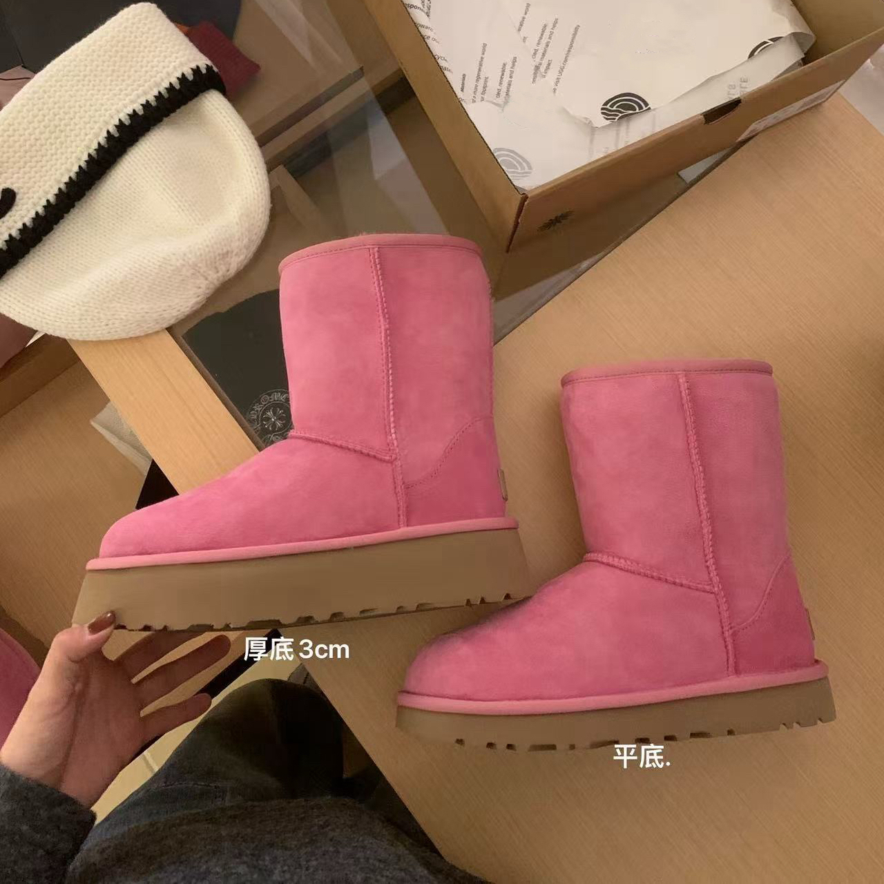 5825河南桑坡雪地靴羊皮毛一体中筒5825女鞋厚底增高加厚羊毛棉鞋