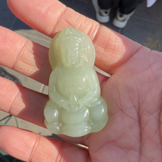 和田玉颈饰未镶嵌高冰观音5.0