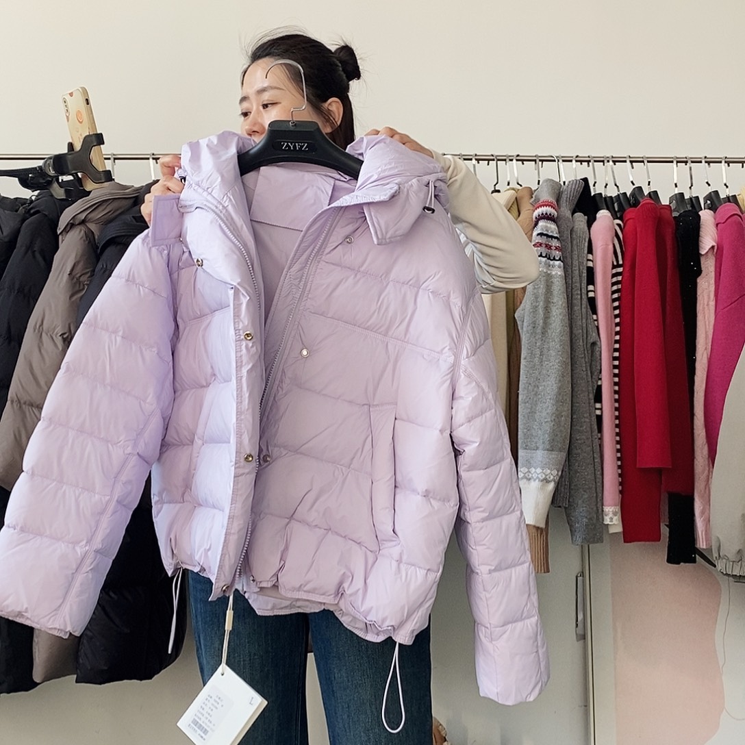 紫色棉服短款150斤以内