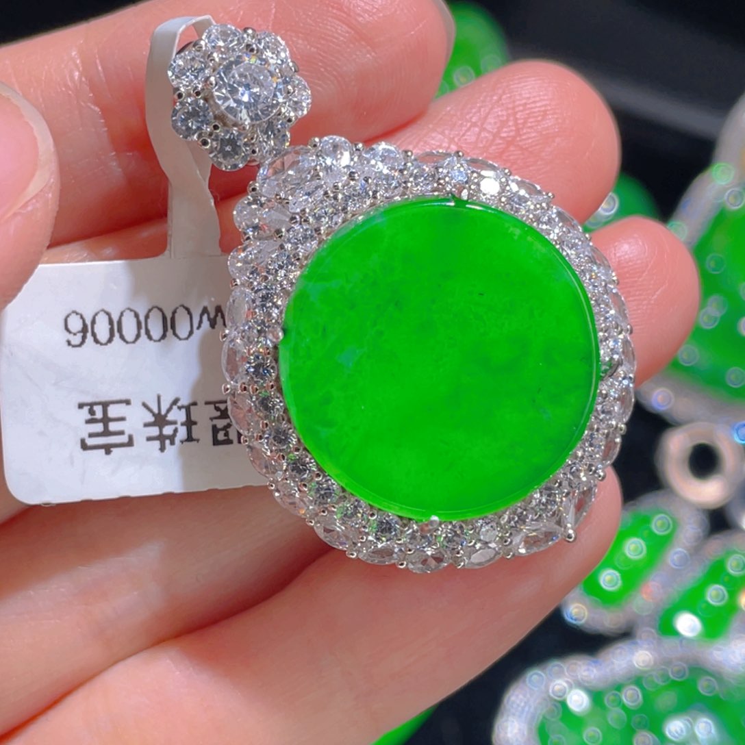 翡翠吊坠(不含链)银S925镶嵌