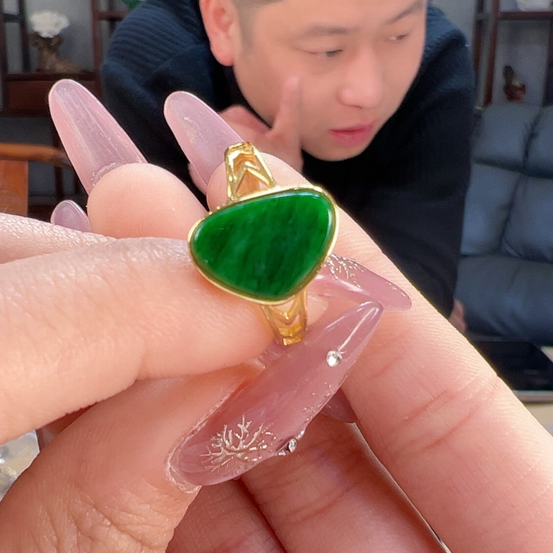 翡翠戒指银S925镶嵌戒指53