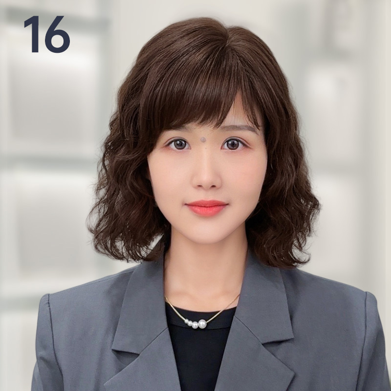 【16号】假发任意烫染时尚自然梨花发型刘海全手工钩织真发全真人发