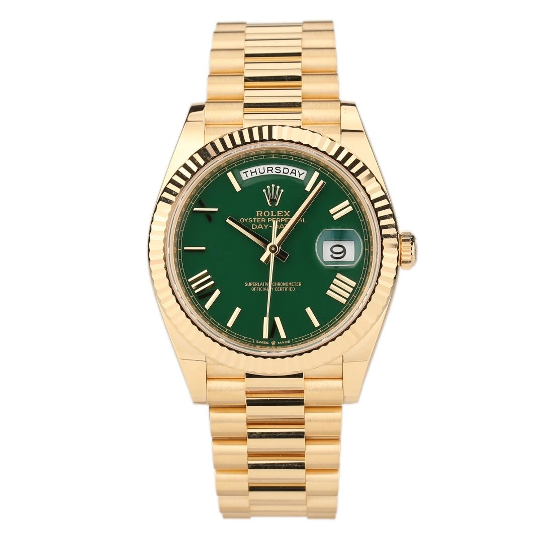 全新未使用 Rolex/劳力士 礼尚往来25年228238赌桌绿男表R745P