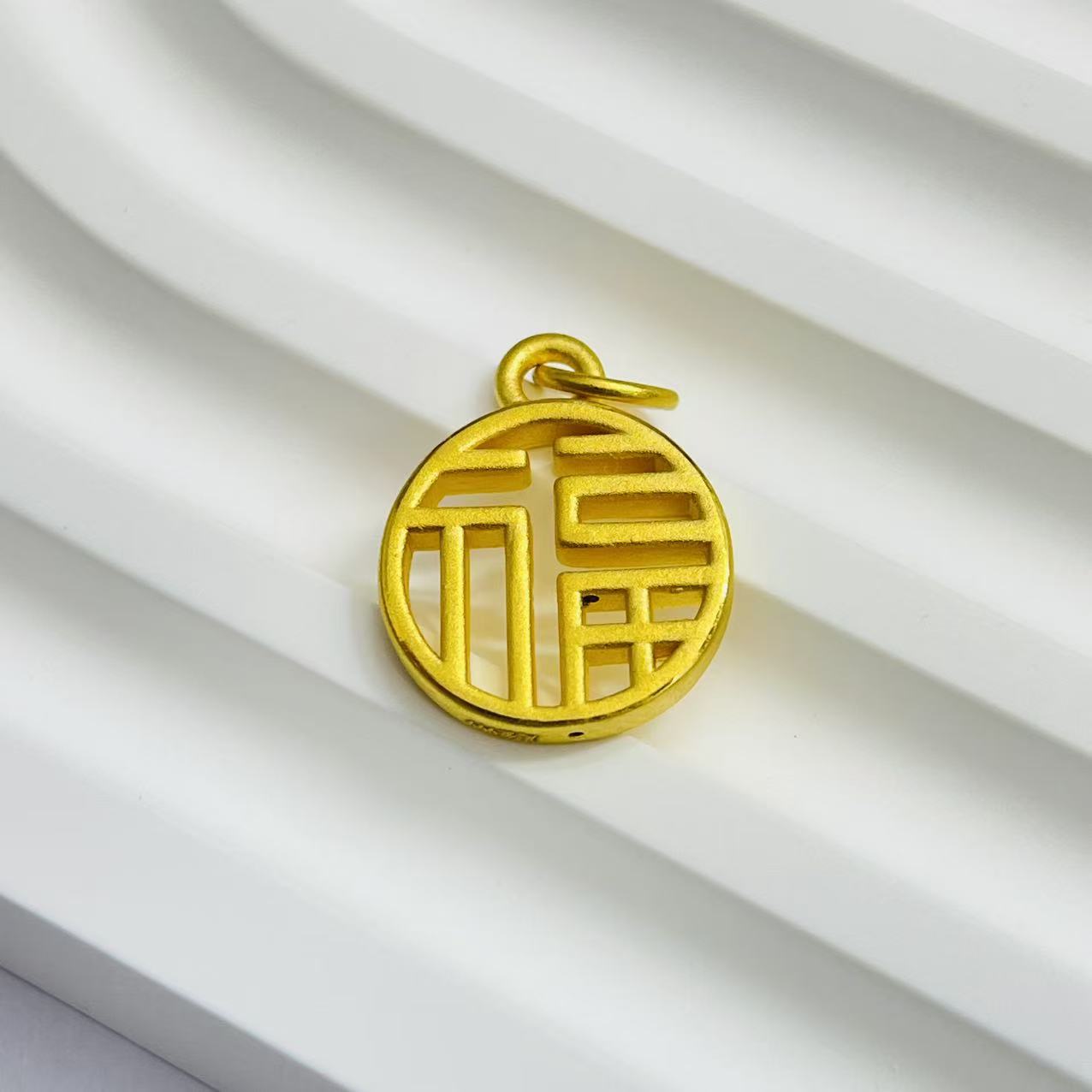 足金999黄金首饰配件古法镂空福牌DP2171-01240