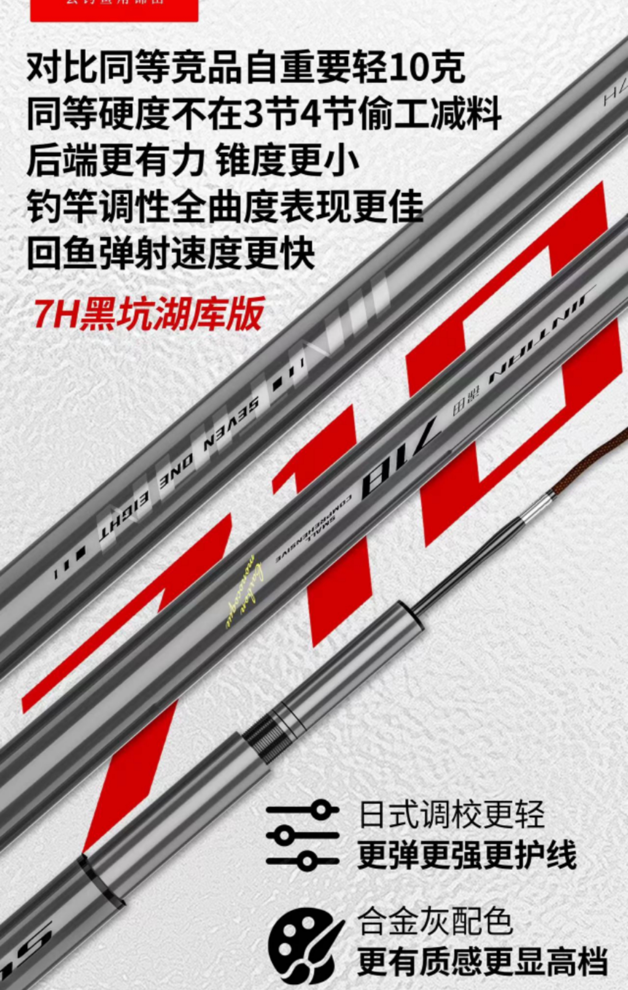 锦田新品718鱼竿轻量超轻7H大综合黑坑湖库版（T46+T40）极轻钓鱼