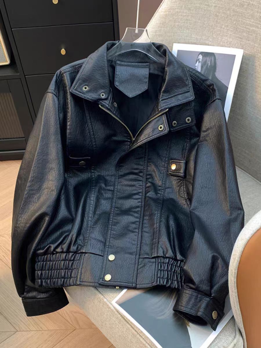 女士真皮皮衣时尚短款休闲百搭