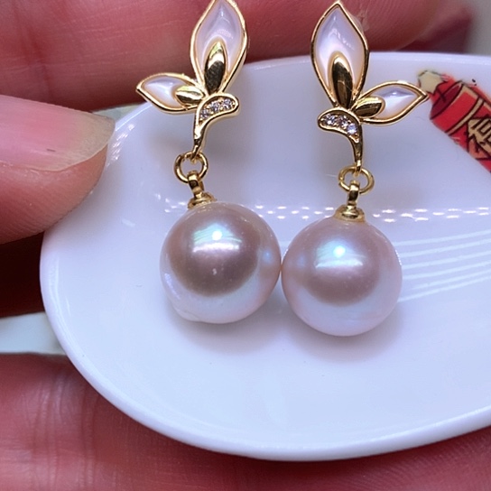 淡水珍珠耳饰银S925镶嵌