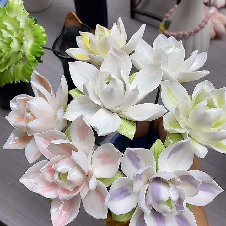 陶瓷陶瓷材料7朵茉莉花