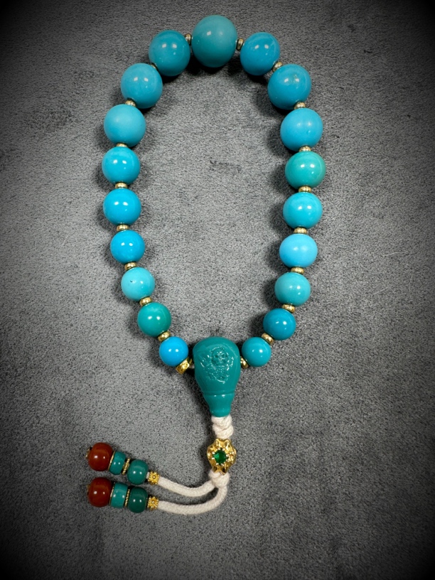 原矿绿松石手持圆珠手链