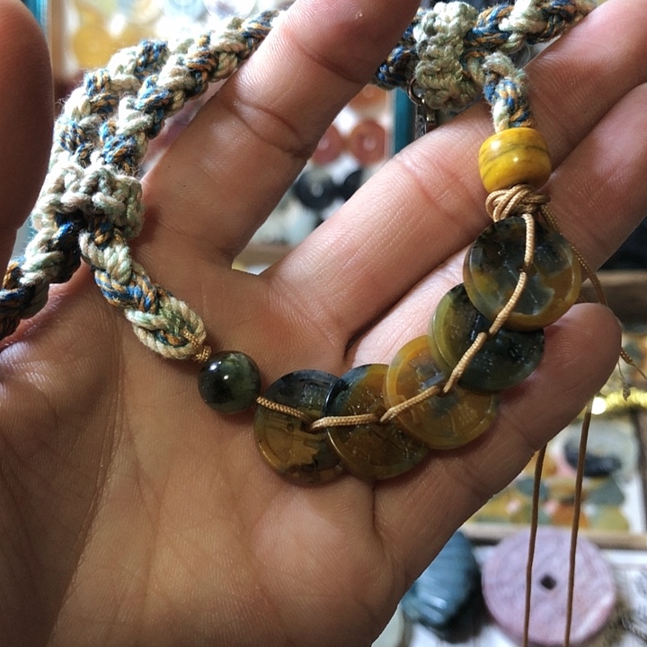 岫玉岫玉五帝钱手链合金