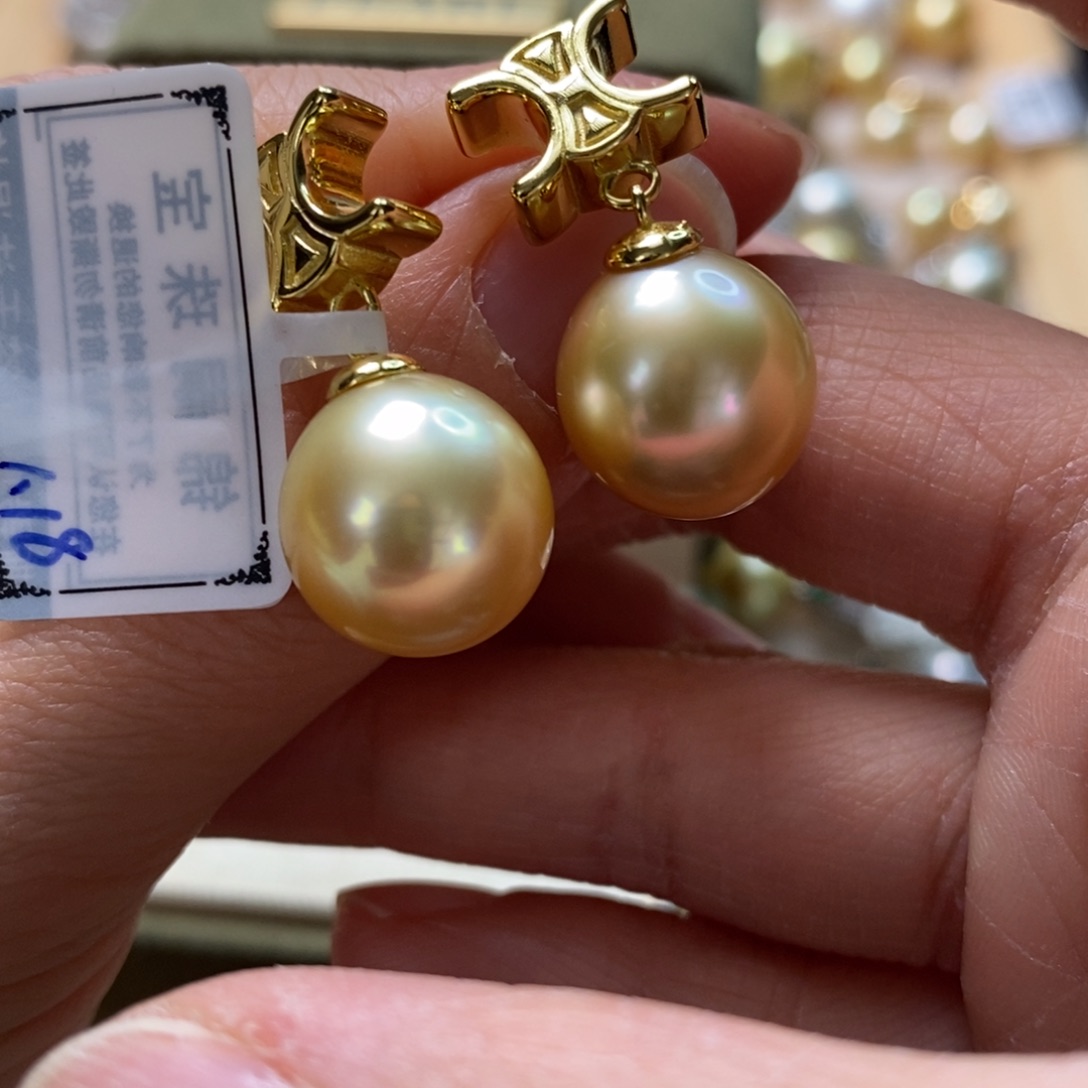 海水珍珠耳饰银S925镶嵌