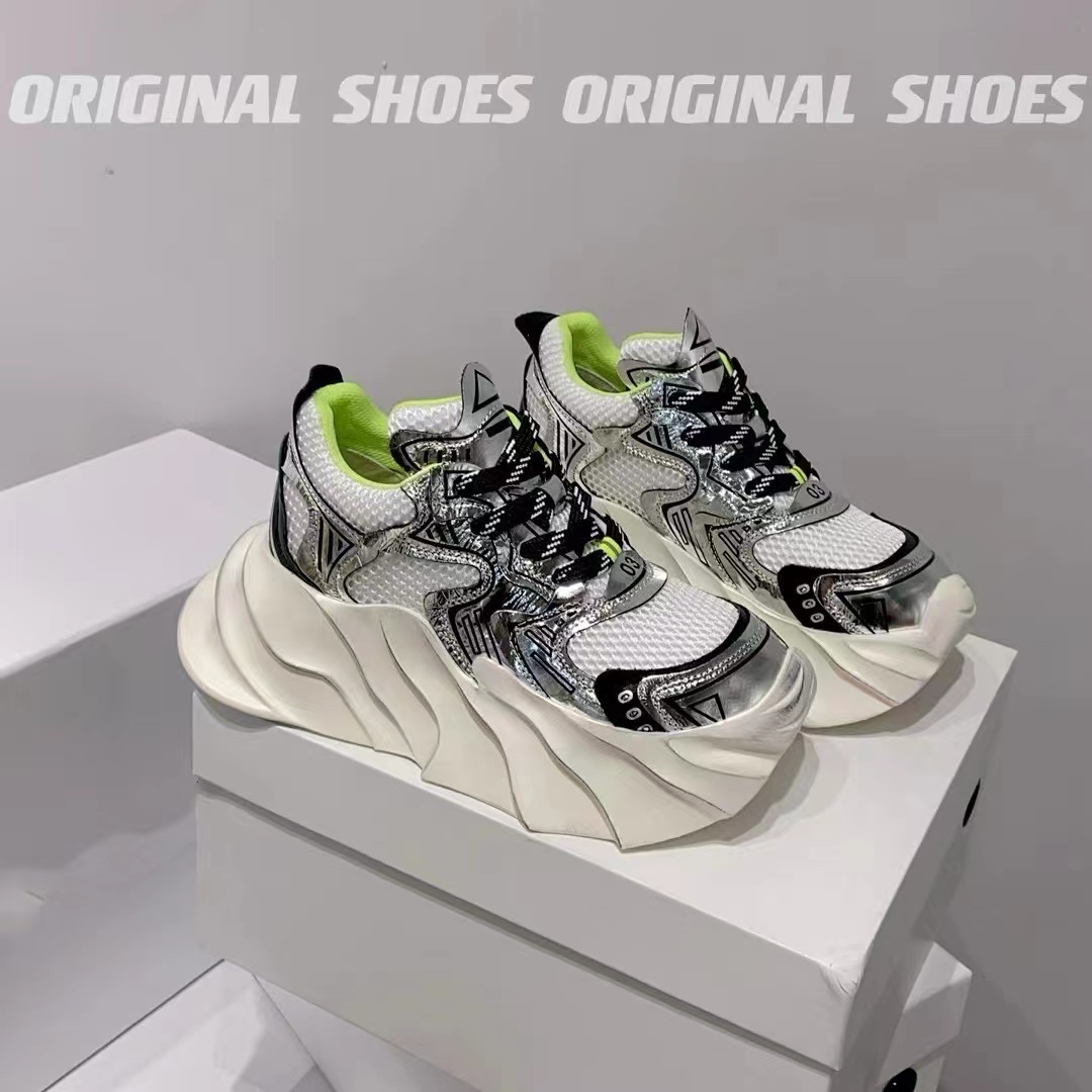 现货C6｜“奶油慕斯”真皮擦色底老爹鞋女｜半码拍小｜2406-6银