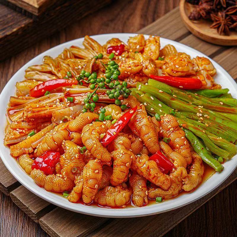 【酸辣冷吃】招牌2斤脆卤椒麻大杂烩鸡爪贡菜三角骨1000g解馋零食