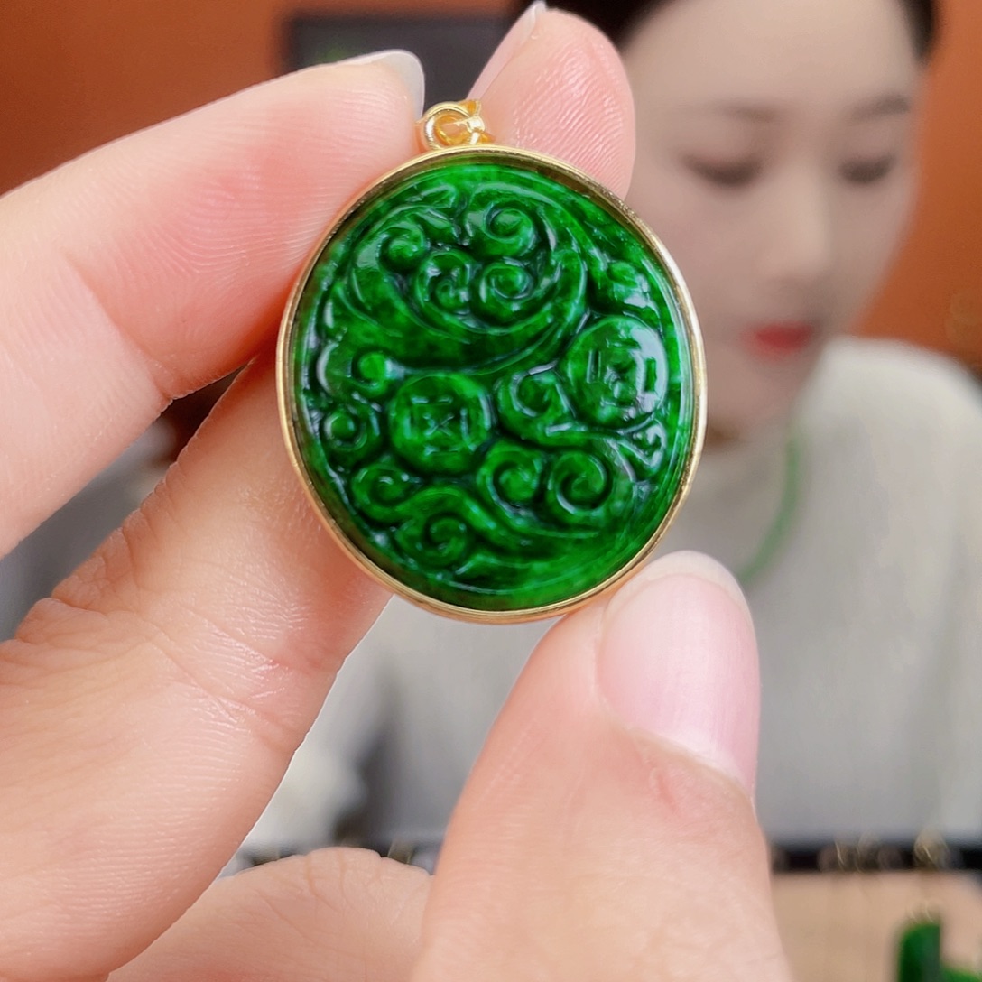 翡翠银S925镶嵌耳饰