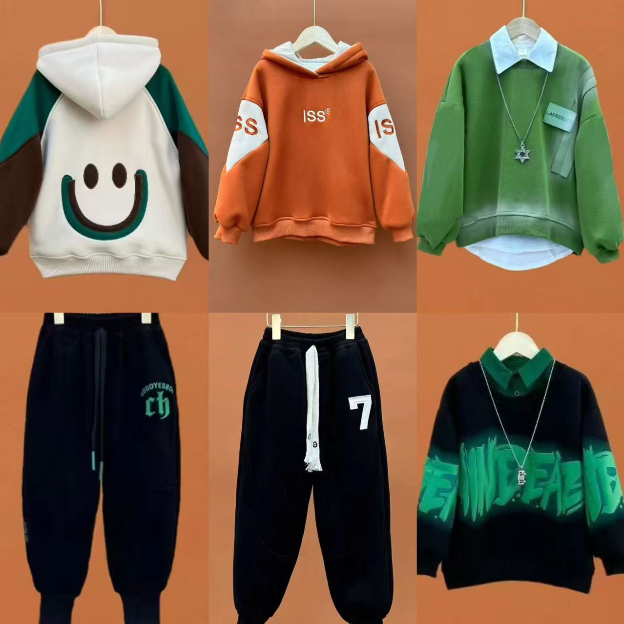 a现货881JH【6件春装组合】男女童春款韩版卫衣亲子装【不含衬衫】