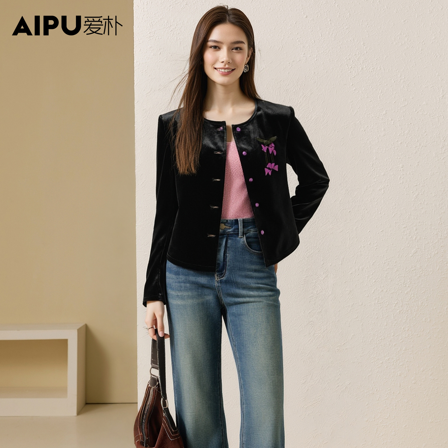 23372爱朴品牌大码女装秋季新款洋气时尚显瘦高级感小香风短外套