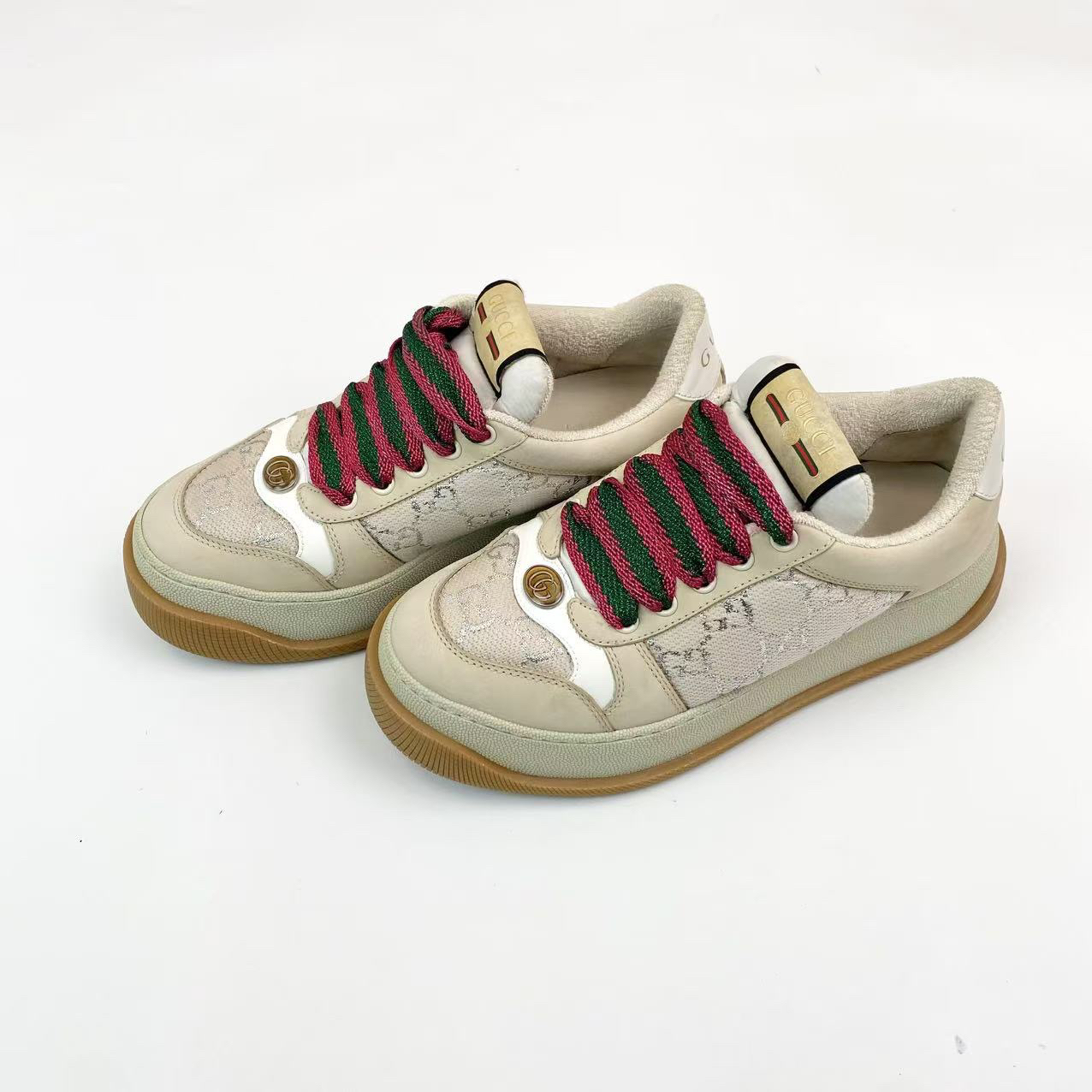 95新 GUCCI/古驰 yy1024 23ss Screener老花满印胖丁脏脏鞋 37码