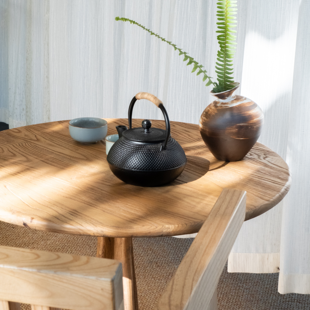 实木（楸木）圆桌 侘寂风简约