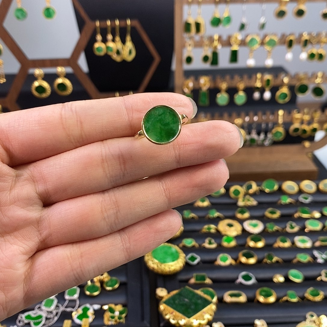 w***3翡翠银S925镶嵌吊坠(不含链)缅甸翡翠戒指