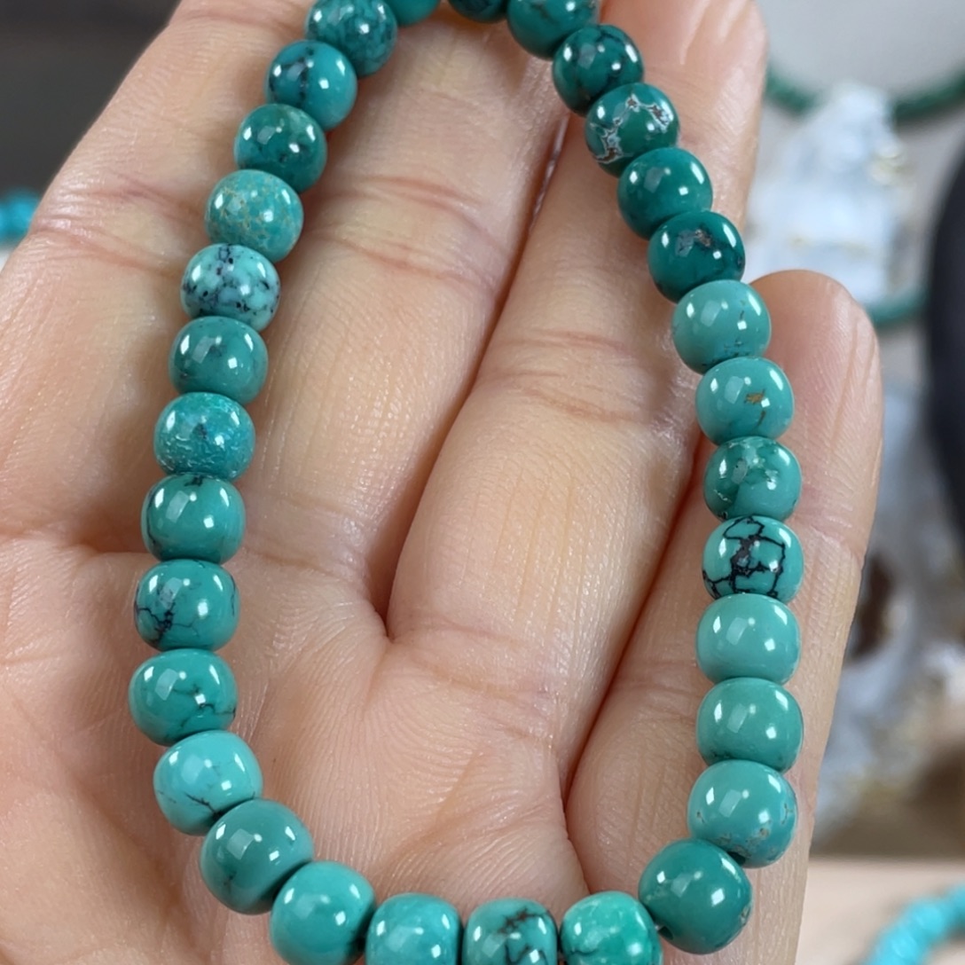 绿松石未镶嵌套链6.8mm高瓷玉化绿