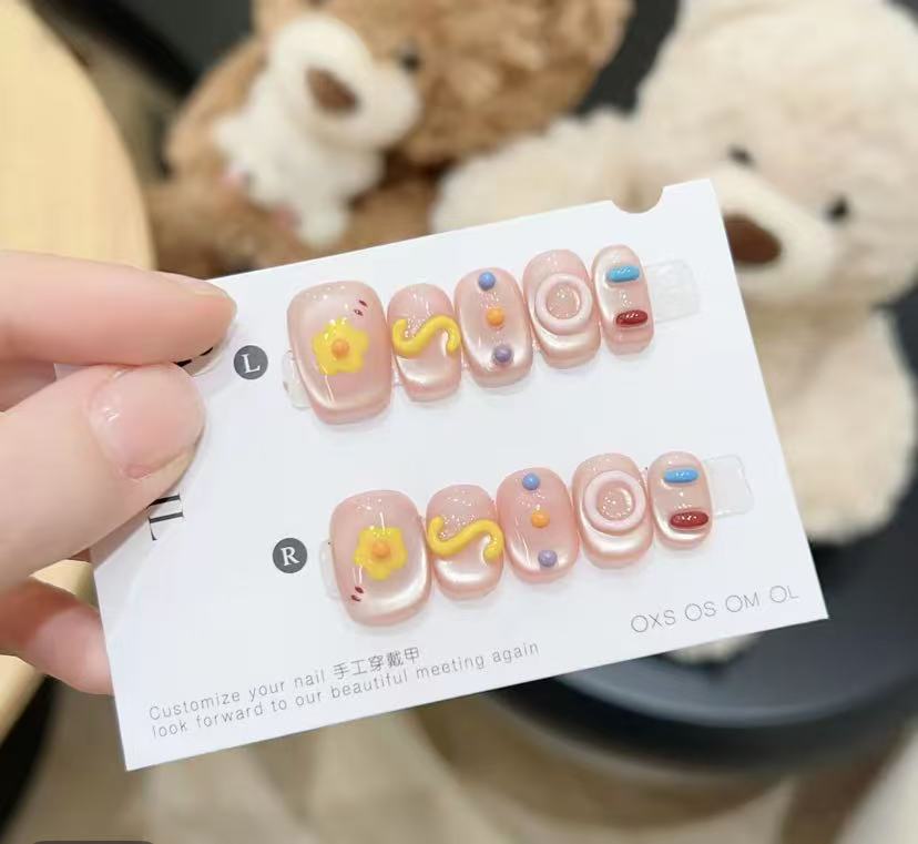 【彩虹圈】纯手工穿戴式美甲10片装