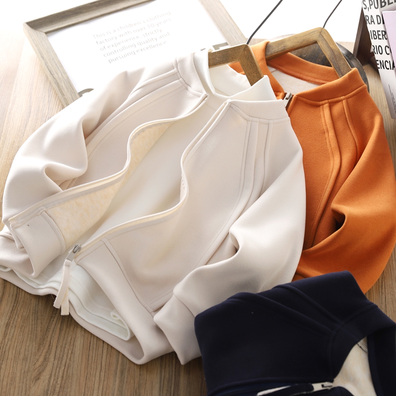 男童加绒外套2025秋冬新款儿童立领保暖上衣中大童帅气百搭拉链衫