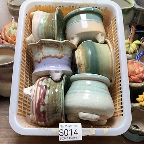 紫砂花盆014微瑕品口径7到8左右