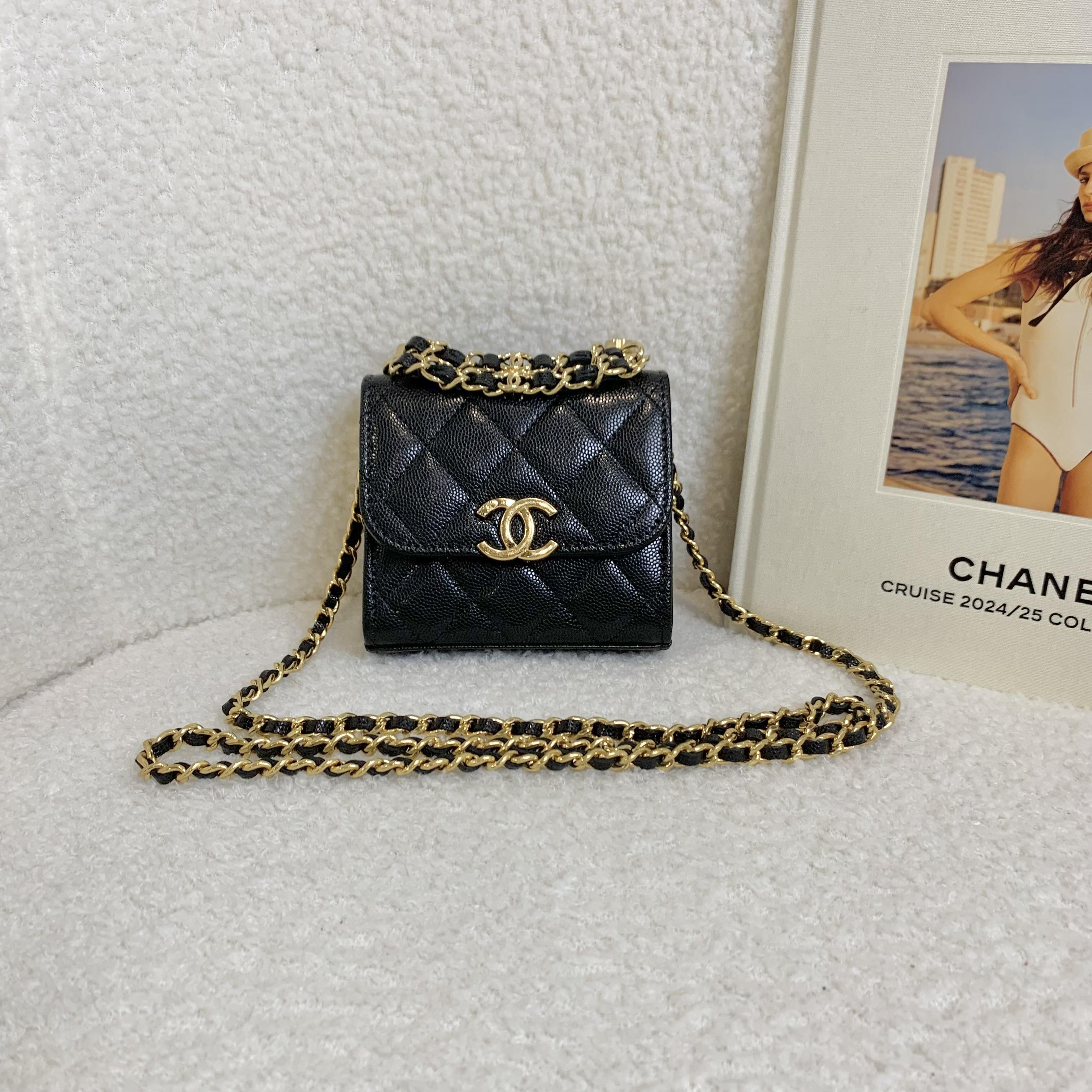 99新 Chanel/香奈儿 壹臻/22K黑金穿链双C手柄小废包 82671930