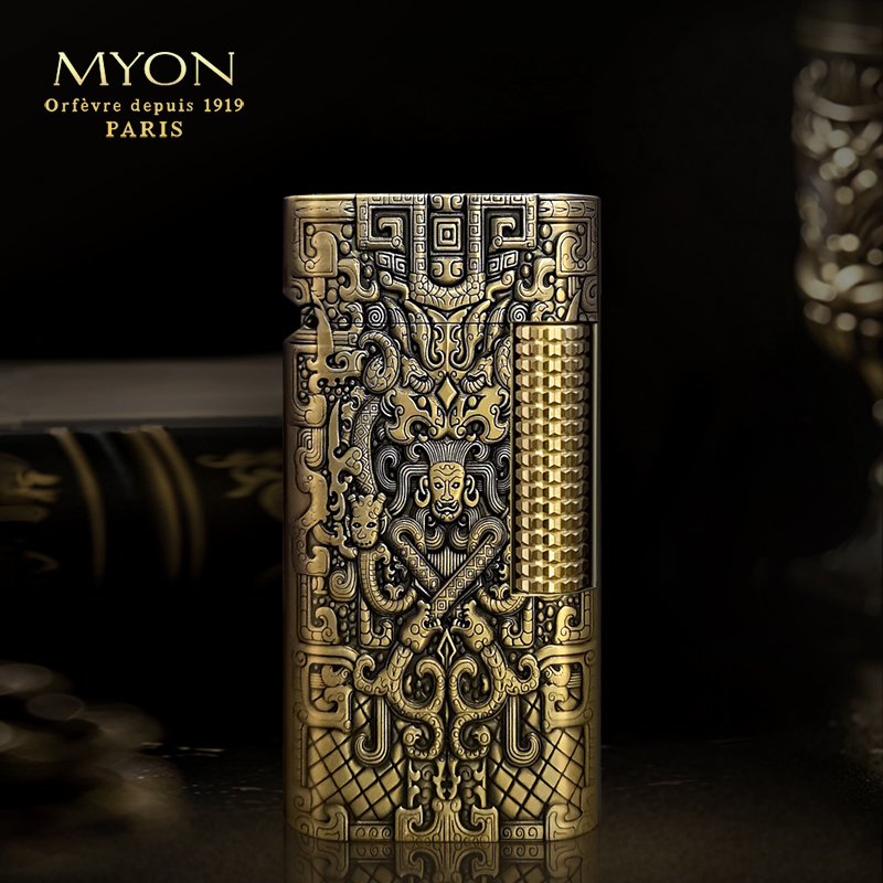 MYON强子爵士待机王商周青铜纹原铜款一机一码欧洲勉牌煤油打火机