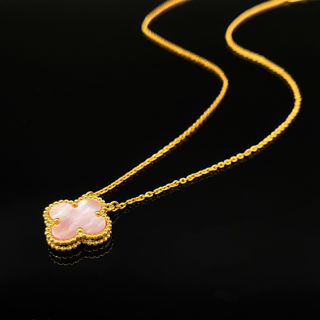 名式 铜合金项链 经典双面粉贝四叶草百搭时尚45厘米项链FL166