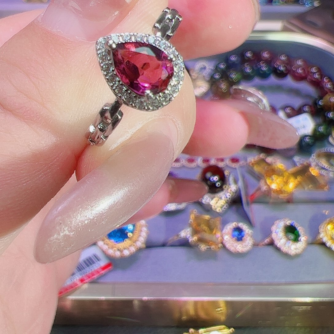 碧玺碧玺戒指银S925镶嵌