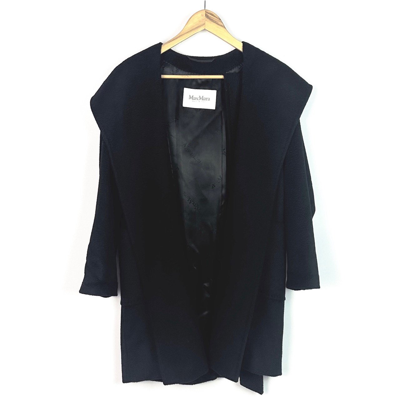 99新 MaxMara 36码  Maxmara 黑色驼绒大衣 98新 lm1366