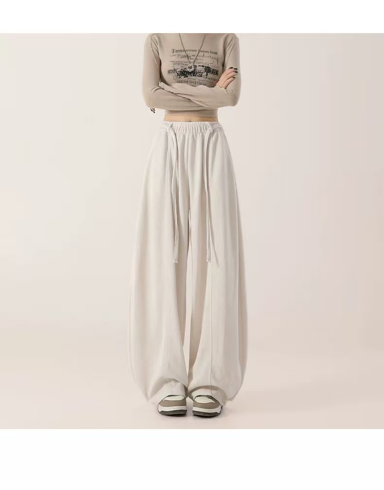 加绒复古弯刀裤女25款琥珀流光风宽松显瘦百搭阔腿裤子卫裤W9802