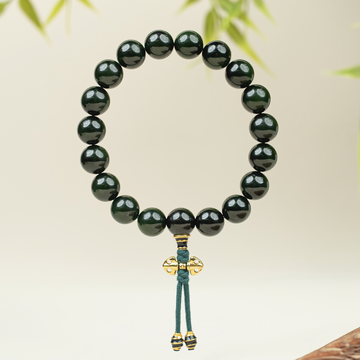 【玉道·出品】12mm碧玉圆珠手串手持