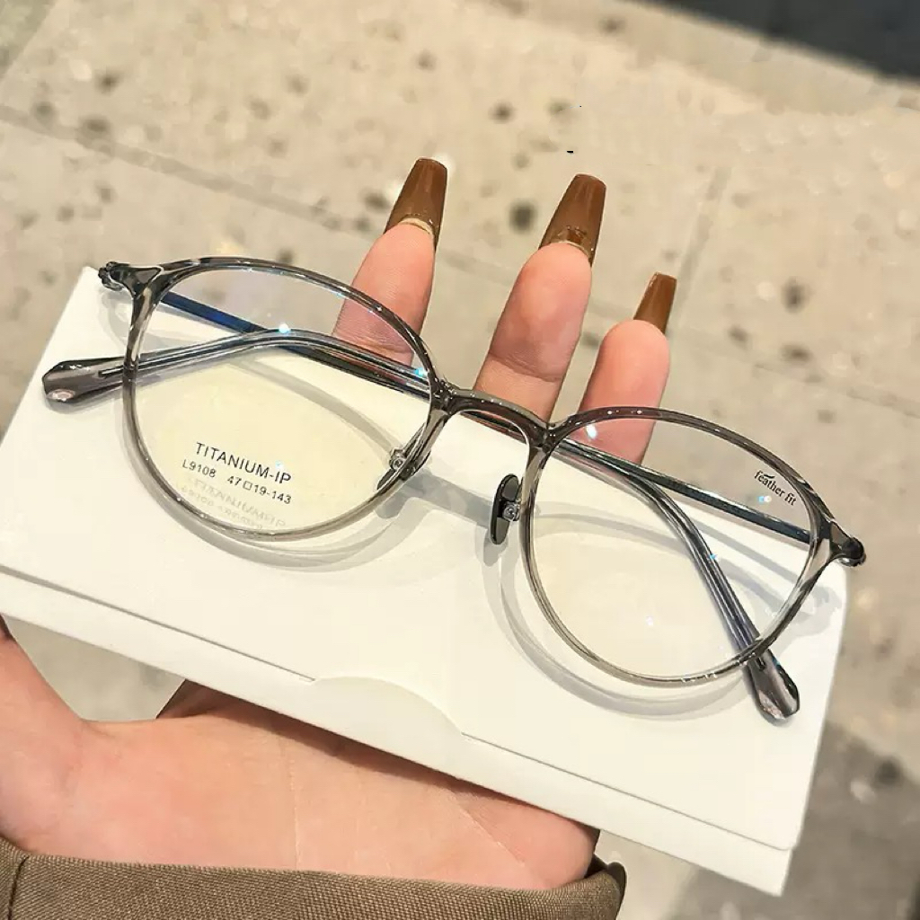 超轻6克钛架小圆框眼镜女款近视可配度数素颜防蓝光眼镜框
