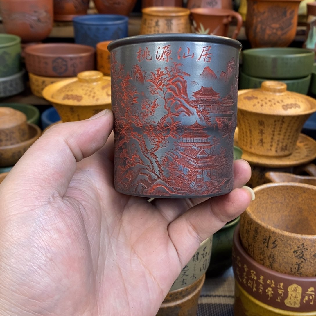 紫砂杯子宜兴全手工紫砂杯