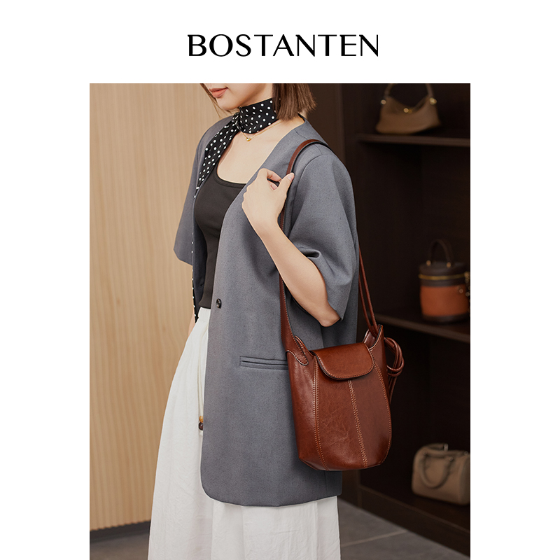 水桶包休闲斜跨时尚韩式文艺风一体款斜挎包复古