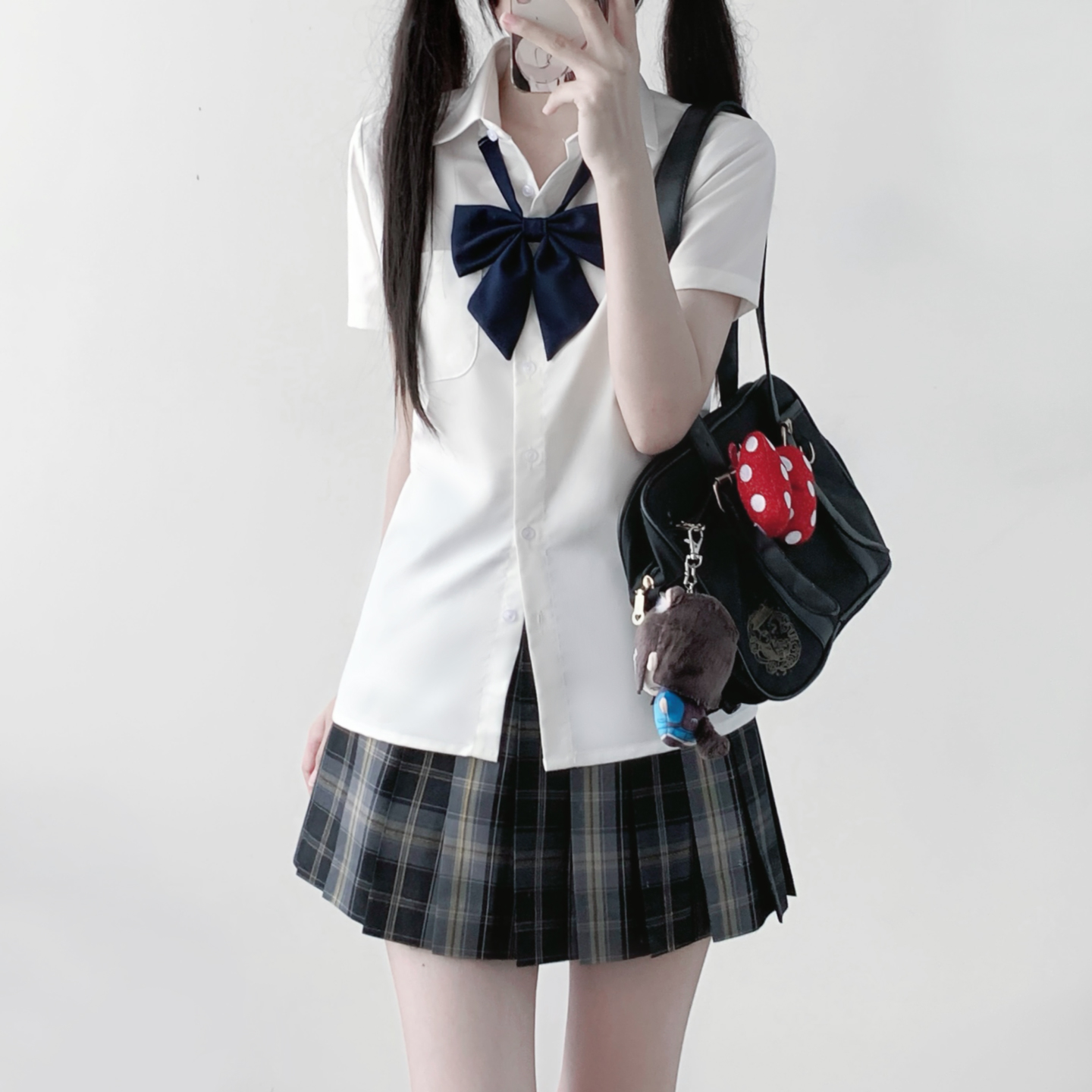 木村叔jk制服基础款白色短袖衬衫女夏季学院风抗皱免烫收腰款衬衣
