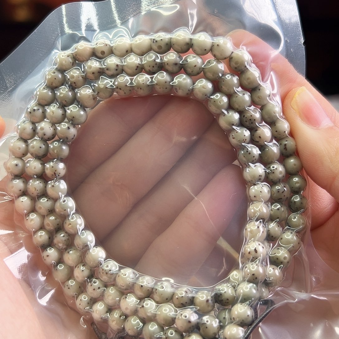 手串星月菩提Fqh6mm小龙蛋 正月 数星星 玉化骨瓷白 