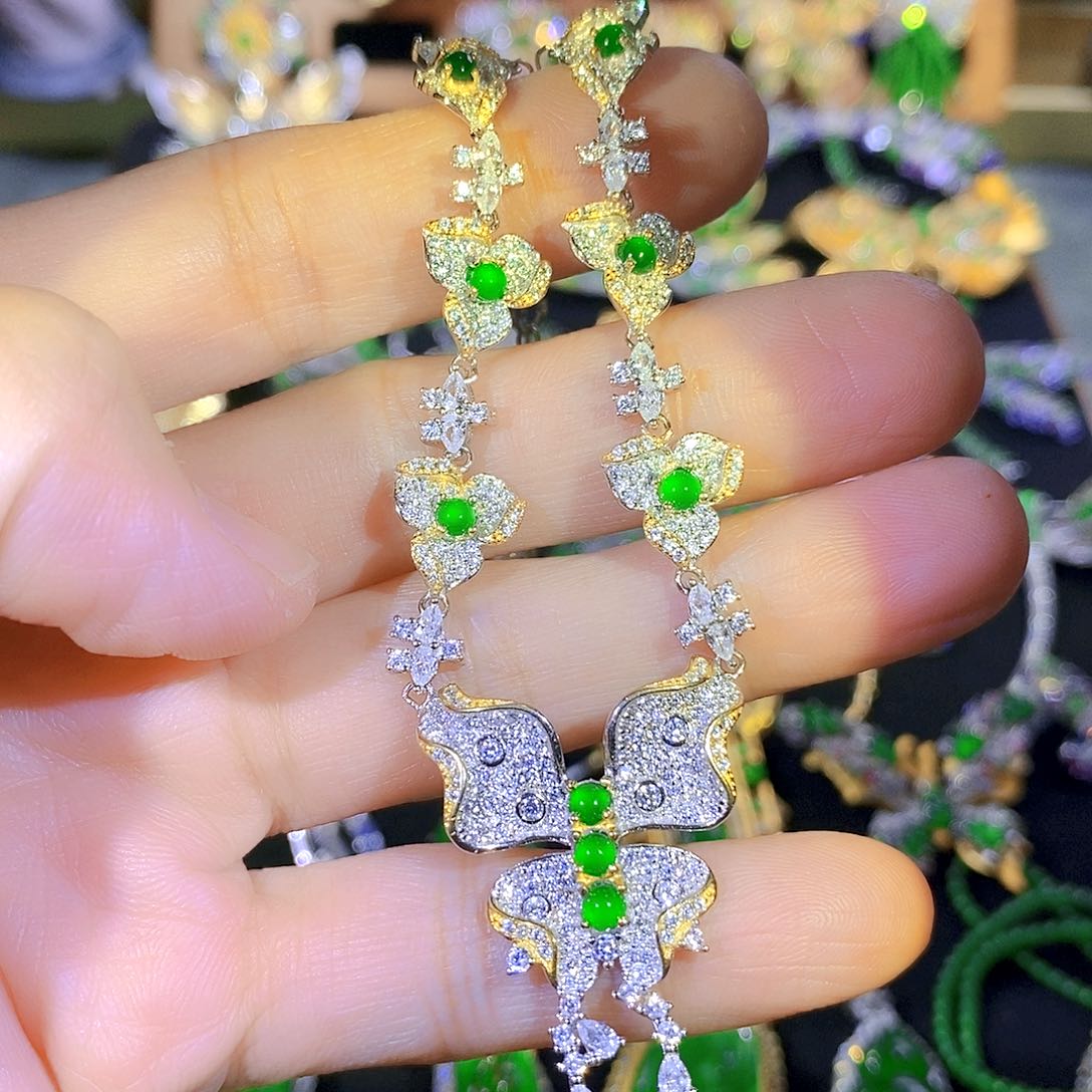 吊坠(不含链)银S925镶嵌翡翠