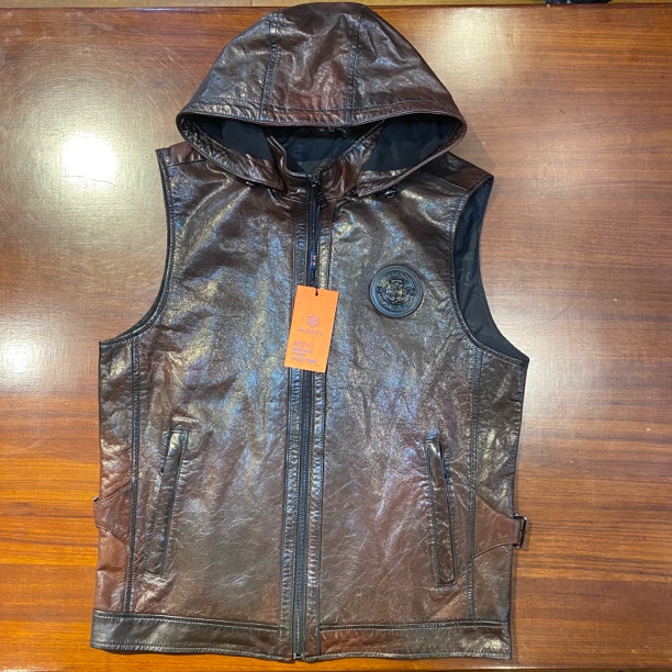 皮衣设计师做旧男士短款潮流免烫常规款薄款秋季男式连帽百搭