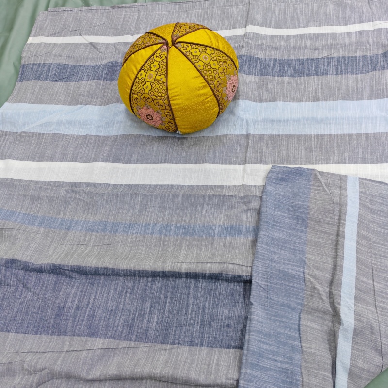 M332蓝灰条纹格子床单240*250cm