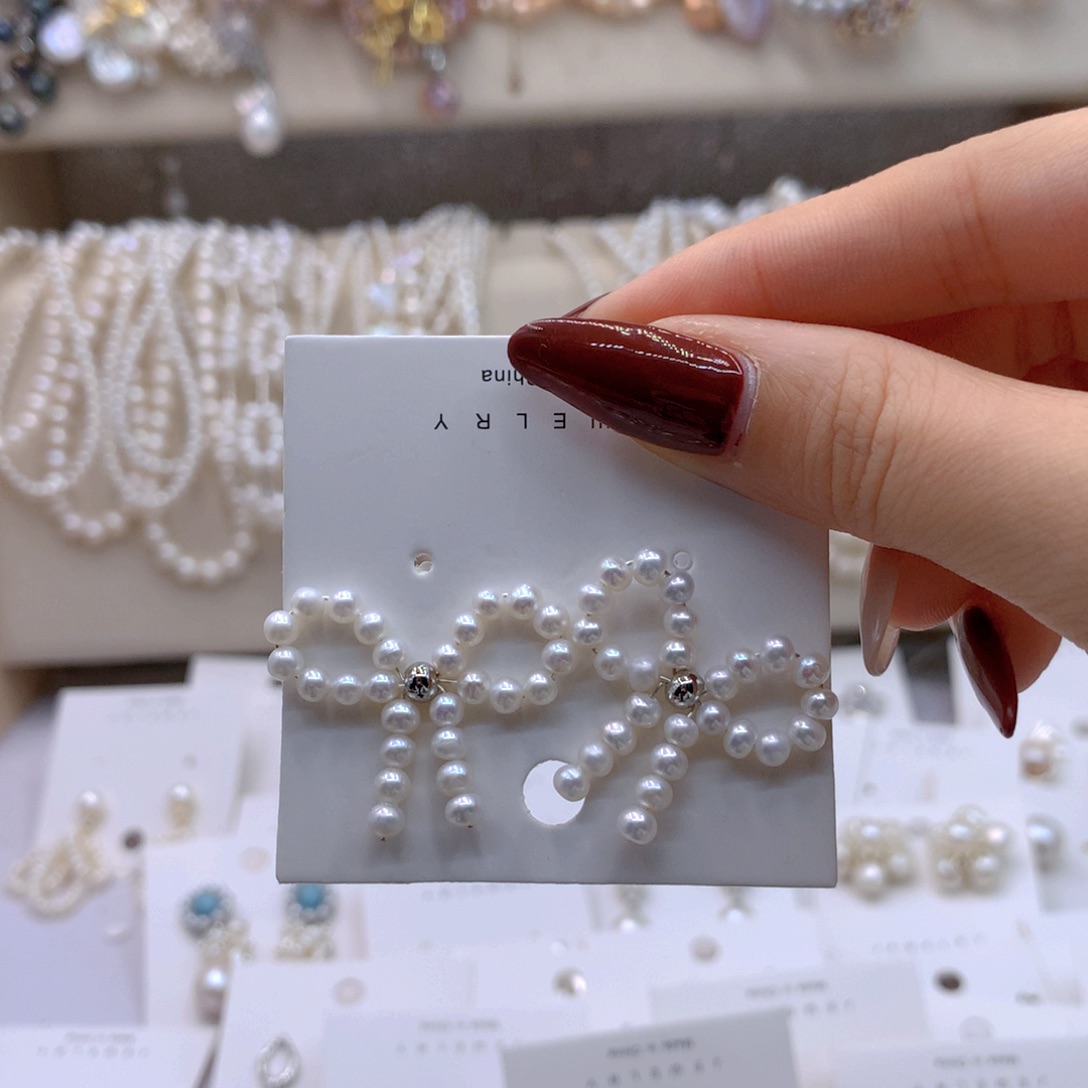 淡水珍珠耳饰银S925镶嵌