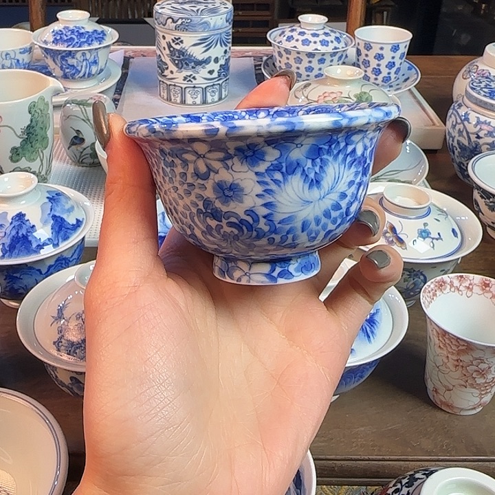 名窑口 万花压手杯放漏放漏