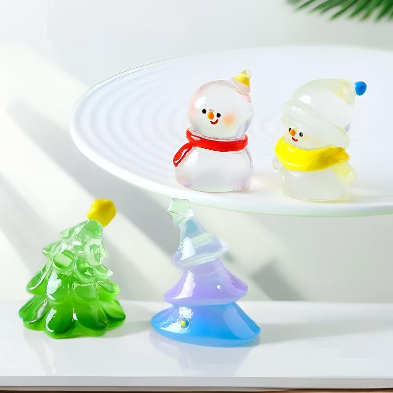 迷你可爱透明圣诞节圣诞树小雪人车载中控台桌面工位治愈解压摆件