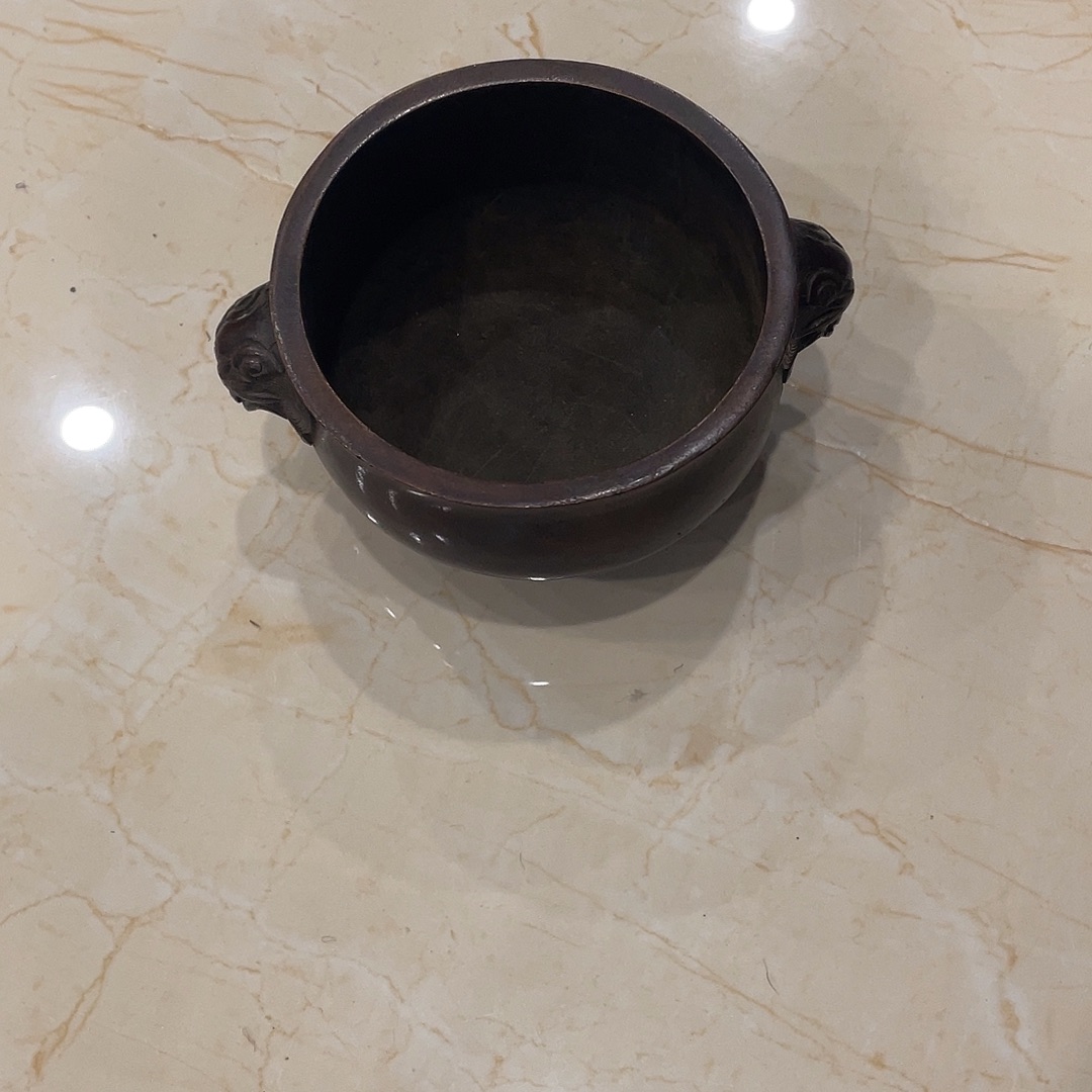 黄铜双狮耳摆件工艺品