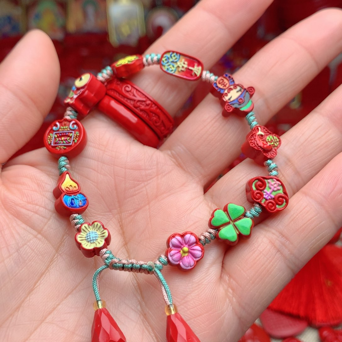 天然辰砂工艺品朱砂多宝手串