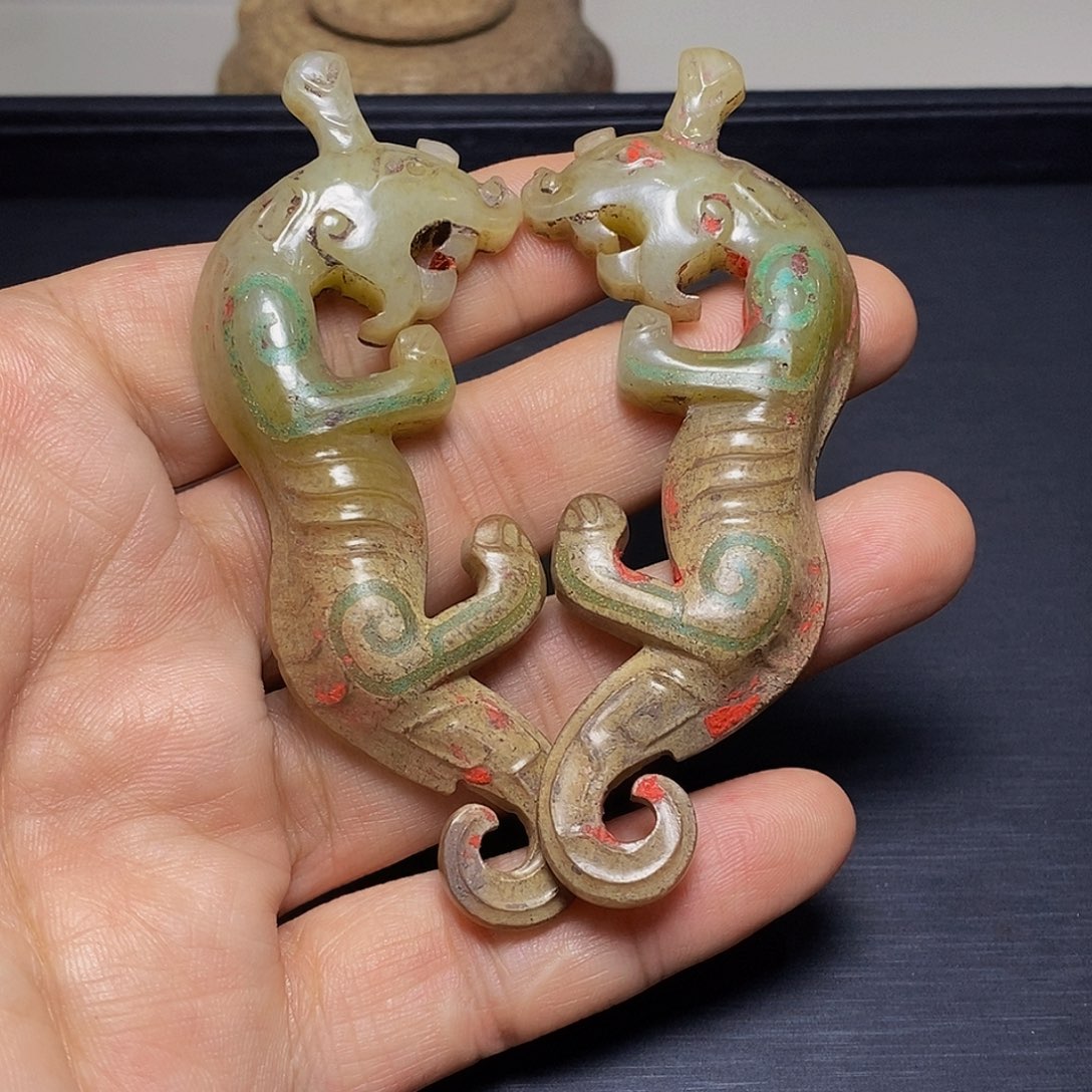 未镶嵌和田玉挂件双**荣