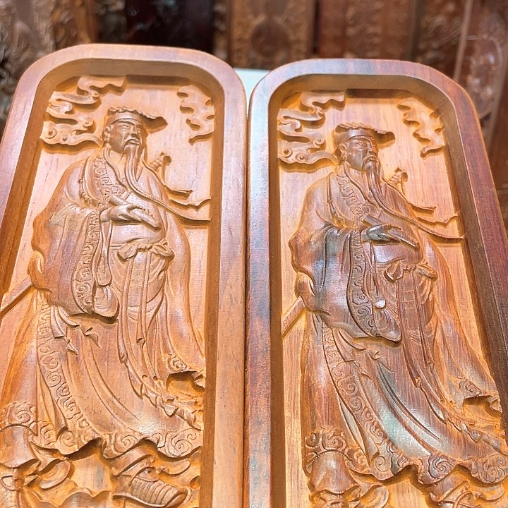 非洲紫檀（红花梨）丹**莲大号双面两个