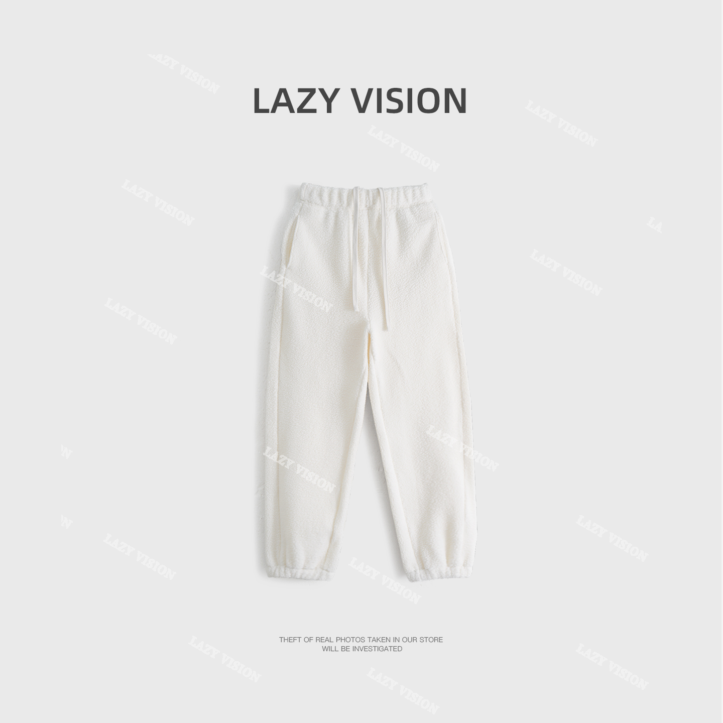 LAZYVISION【多巴胺裤】摇粒绒松紧腰抽绳束脚休闲裤ZMD-34852小小